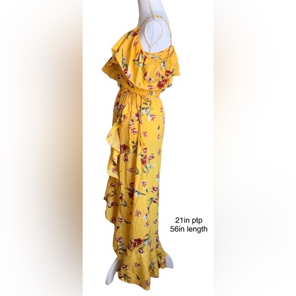 Blush Cold Shoulder Spaghetti Strap Floral High Low Maxi Dress - Picture 3 of 6